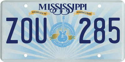 MS license plate ZOU285