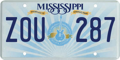 MS license plate ZOU287