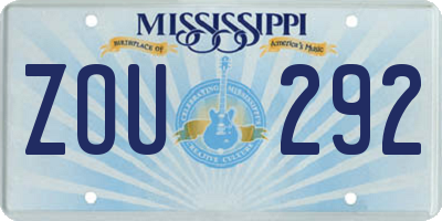 MS license plate ZOU292