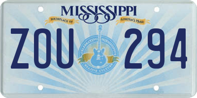MS license plate ZOU294