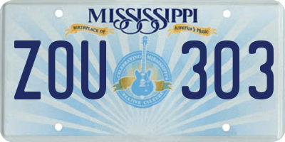 MS license plate ZOU303