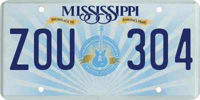 MS license plate ZOU304