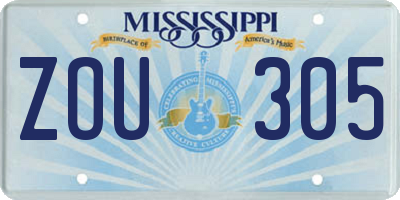 MS license plate ZOU305