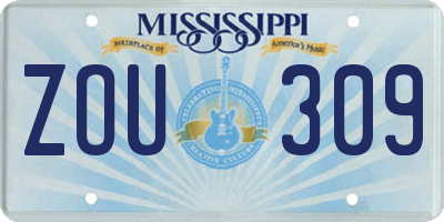 MS license plate ZOU309