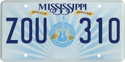 MS license plate ZOU310