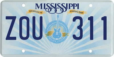 MS license plate ZOU311