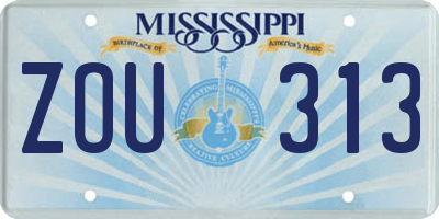 MS license plate ZOU313