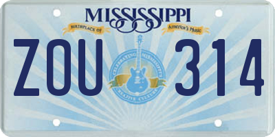 MS license plate ZOU314