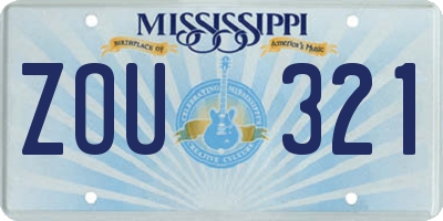MS license plate ZOU321
