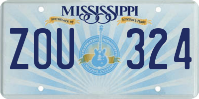 MS license plate ZOU324