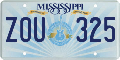 MS license plate ZOU325