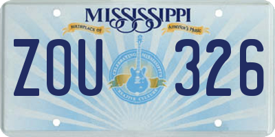MS license plate ZOU326