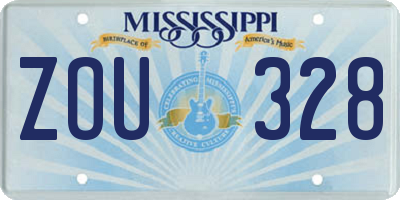 MS license plate ZOU328