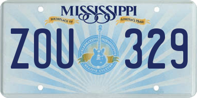 MS license plate ZOU329