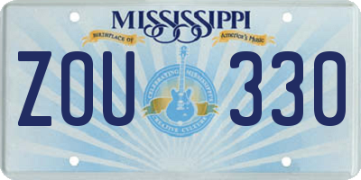 MS license plate ZOU330