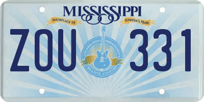 MS license plate ZOU331