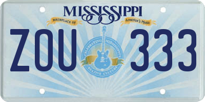 MS license plate ZOU333