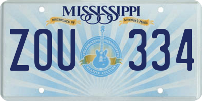 MS license plate ZOU334