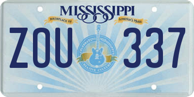 MS license plate ZOU337