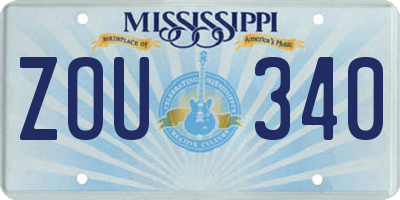 MS license plate ZOU340