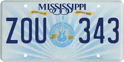MS license plate ZOU343