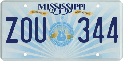 MS license plate ZOU344