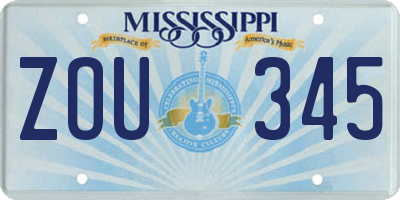 MS license plate ZOU345