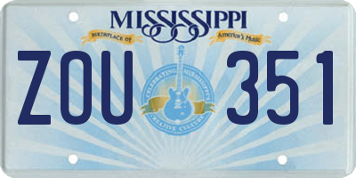MS license plate ZOU351