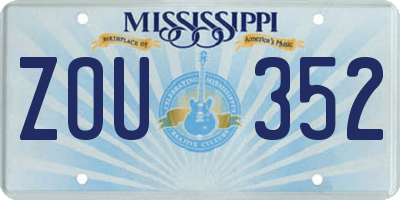 MS license plate ZOU352