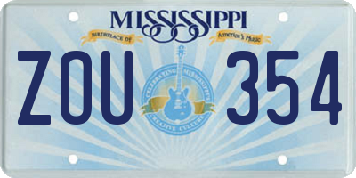 MS license plate ZOU354