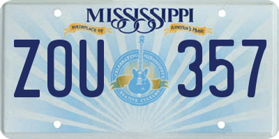 MS license plate ZOU357