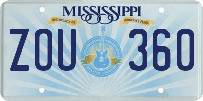 MS license plate ZOU360