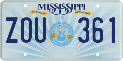 MS license plate ZOU361