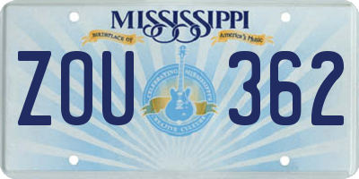 MS license plate ZOU362