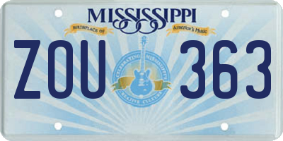 MS license plate ZOU363