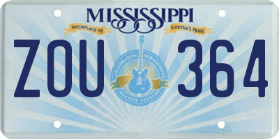 MS license plate ZOU364