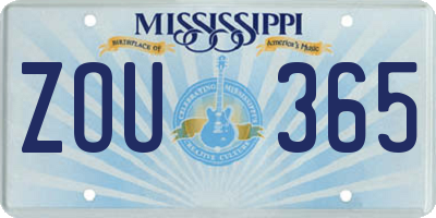 MS license plate ZOU365