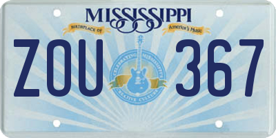 MS license plate ZOU367