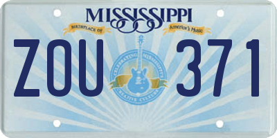 MS license plate ZOU371