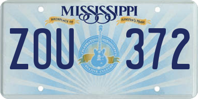 MS license plate ZOU372