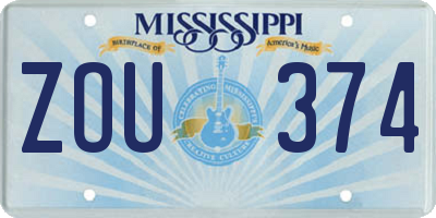 MS license plate ZOU374