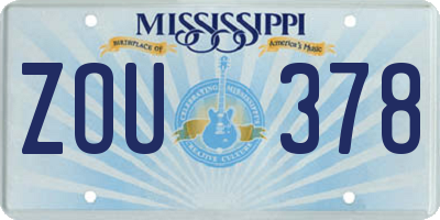 MS license plate ZOU378