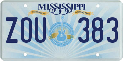 MS license plate ZOU383