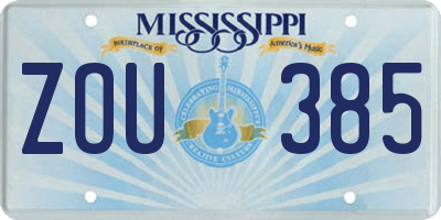 MS license plate ZOU385