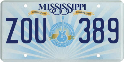 MS license plate ZOU389