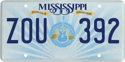 MS license plate ZOU392