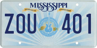 MS license plate ZOU401