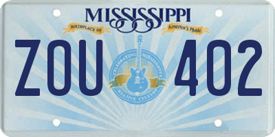 MS license plate ZOU402