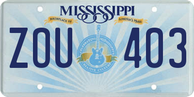 MS license plate ZOU403