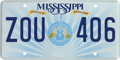 MS license plate ZOU406
